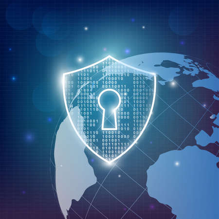 illustration protection information technologyのイラスト素材