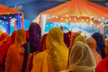 Los Angeles, CA, USA - April 5, 2015: Devotee Sikhs praying  at the Anniversary of Baisakhi celebration.のeditorial素材