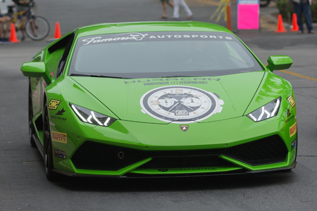 Woodland Hills, CA, USA - July 5, 2015: Lamborghini Huracan car on display at the Supercar Sunday car event.のeditorial素材