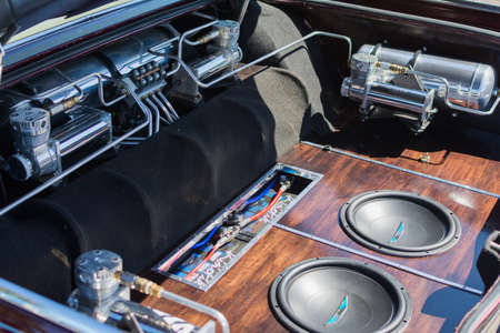 Van Nuys, CA - USA - September 20, 2015:  Car sound system on display at The 4th Annual Galpin Car Show.のeditorial素材