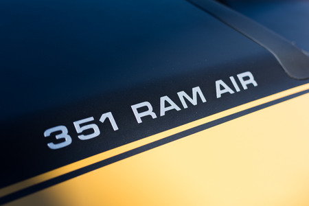 Van Nuys, CA - USA - September 20, 2015:  Mustang Mach 1 emblem on display at The 4th Annual Galpin Car Show.のeditorial素材