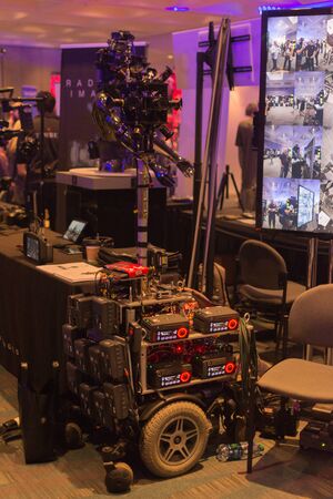 Los Angeles, CA - USA - August 29, 2015: 360-Degree Virtual Reality Camera System during VRLA Expo, virtual reality exposition, event at the Los Angeles Convention Center in Los Angeles.のeditorial素材