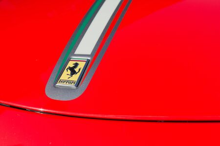 Pasadena, USA - April 24, 2016: Ferrari logo on display at the 9th Annual Concorso Ferrari event.のeditorial素材