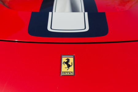 Pasadena, USA - April 24, 2016: Ferrari logo on display at the 9th Annual Concorso Ferrari event.のeditorial素材