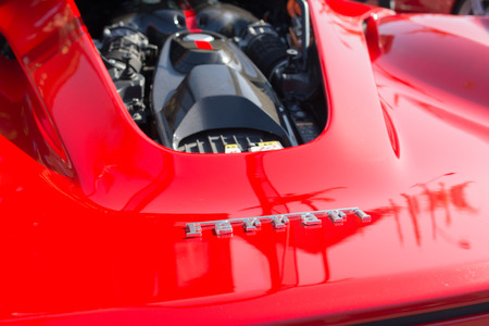 Pasadena, USA - April 24, 2016: Ferrari logo on display at the 9th Annual Concorso Ferrari event.のeditorial素材