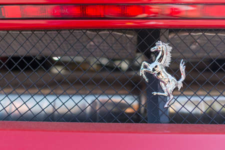 Pasadena, USA - April 24, 2016: Ferrari emblem on display at the 9th Annual Concorso Ferrari event.のeditorial素材