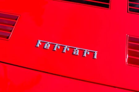 Pasadena, USA - April 24, 2016: Ferrari logo on display at the 9th Annual Concorso Ferrari event.のeditorial素材