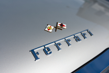 Pasadena, USA - April 24, 2016: Ferrari logo on display at the 9th Annual Concorso Ferrari event.のeditorial素材
