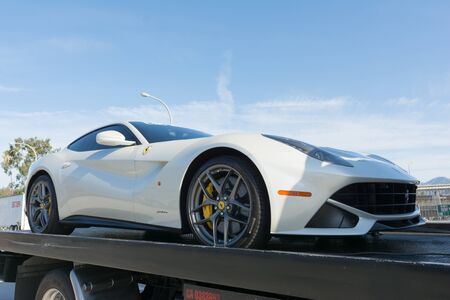 Pasadena, USA - April 24, 2016: Ferrari F12Berlinetta on display at the 9th Annual Concorso Ferrari event.のeditorial素材