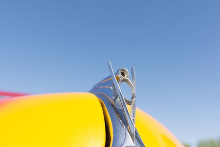 Pomona, USA - March 12, 2016:  Vintage Ford V8 Emblemduring 3rd Annual Street Machine and Muscle Car...