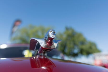 Pomona, USA - March 12, 2016: Hood ornament from old car during 3rd Annual Street Machine and Muscle Car Nationalsのeditorial素材