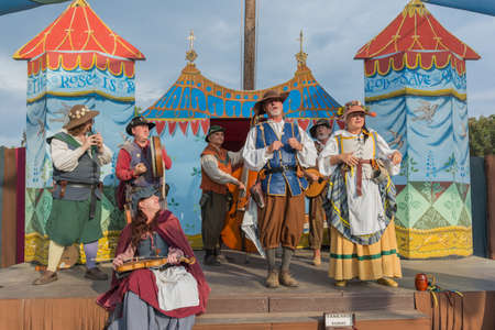 Irwindale, CA - USA - May 07, 2016: People in medieval costumes performing during The 54th Annual...