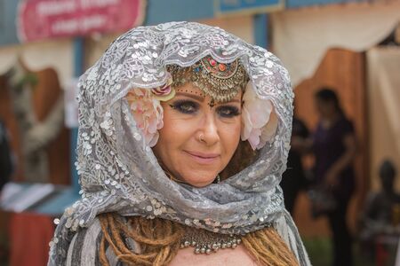 Irwindale, CA - USA - May 07, 2016: Woman with medieval costume during The 54th Annual Renaissance Pleasure Faire.のeditorial素材