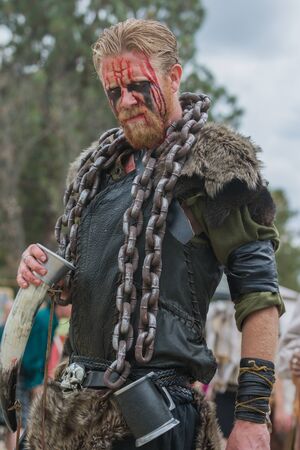Irwindale, CA - USA - May 07, 2016: Man with medieval costume during The 54th Annual Renaissance Pleasure Faire.のeditorial素材