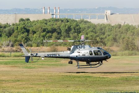 Lakeview Terrace, USA - June 18, 2016: Eurocopter AS350 helicopter during Los Angeles American Heroes Air Show, event designed to educate the public about rotary-wing aviation.のeditorial素材