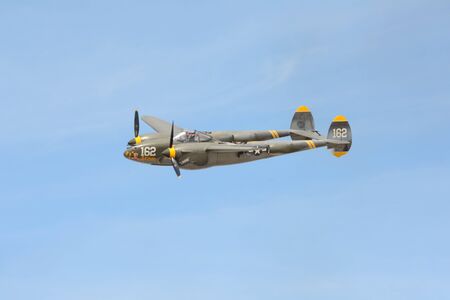 Lancaster, USA - March 25, 2017: Lockheed P-38J Lightning on display during Los Angeles County Air...