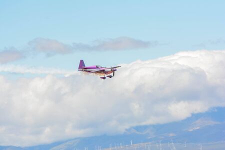 Lancaster, USA - March 25, 2017: Bill Stein is flying an a Zivko Edge 540 on display during Los Angeles County Air Show at the William J Fox Airfield.のeditorial素材