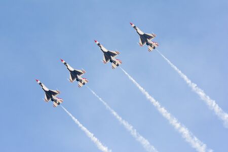 Lancaster, USA - March 25, 2017: Lockheed Martin F-16 Fighting Falcon on display during Los Angeles County Air Show at the William J Fox Airfield.のeditorial素材