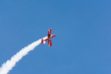 Lancaster, USA - March 25, 2017: Rob Harrison The Tumbling Bear is flying an a Zlin 142 during Los...