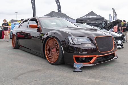 Costa Mesa,USA - April 20, 2019: Chrysler 300 exhibited at Torqued tour presented by SPOCOM at the...