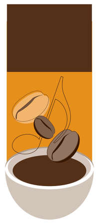cup of espresso coffee with coffee beans and music noteのイラスト素材