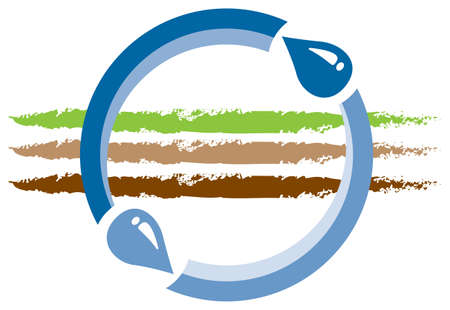 blue cycle with water drops on green and brown stripesのイラスト素材