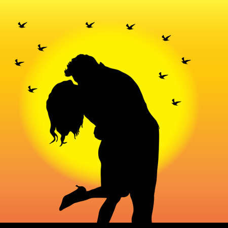 Couple on sunsetのイラスト素材