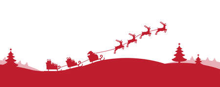 Santa Claus with reindeer bannerのイラスト素材