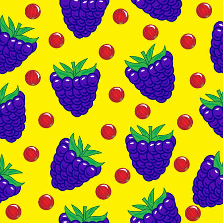 blueberry seamless patternのイラスト素材