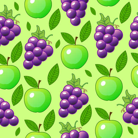 grapes, apple seamless patternのイラスト素材