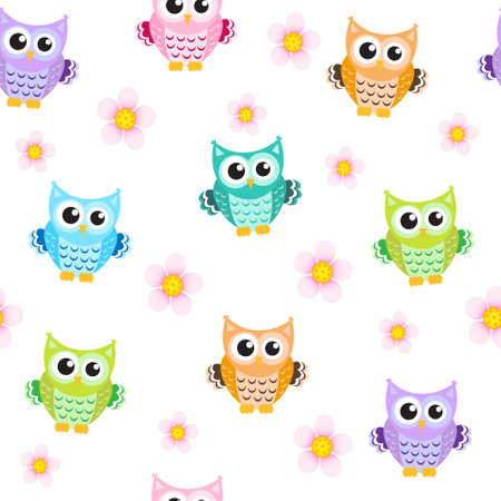 owl baby seamless textureのイラスト素材