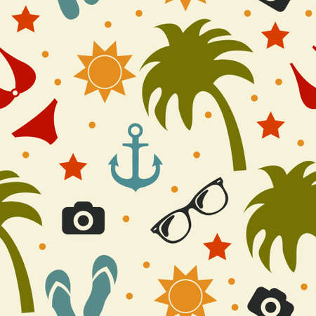 Beach seamless texture, summer background, season, beach, vector illustrationのイラスト素材