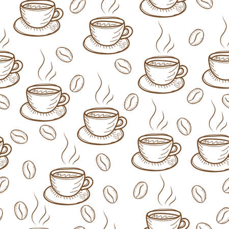 Coffee sketch hand drawing pattern vector illustrationのイラスト素材