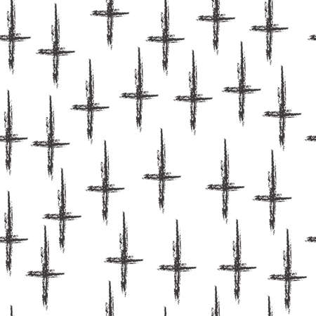 Minimalist pattern with the cross, geometric shapes. Modern background. Hipster style texture. Gothic style fabric pattern. Vector illustrationのイラスト素材