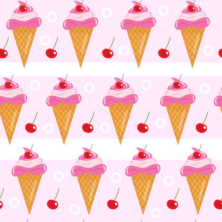 Cherry ice cream seamless texture. Cherry ice cream cone background. Baby, Kids wallpaper and...
