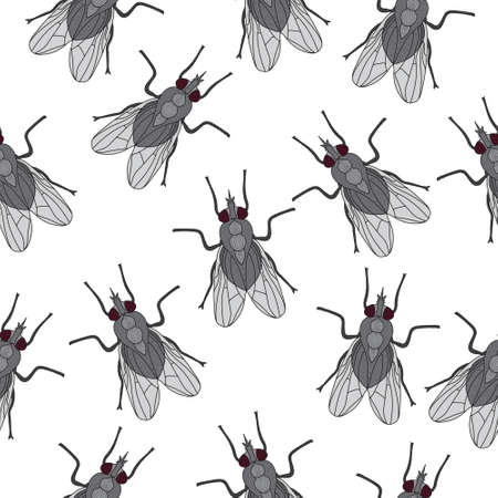 Fly insect seamless texture. Fly wallpaper, background. Vector illustrationのイラスト素材