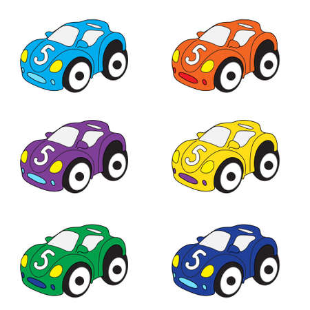 Kids cars cartoon set. Cars toys, vector illustration.のイラスト素材