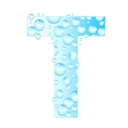 Letters soap bubbles, water droplets. Letter from the water bubbles. Aqua letter. Vector illustration.のイラスト素材