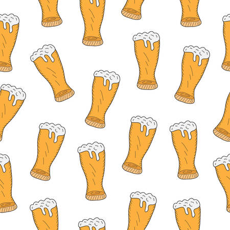 Beer seamless texture, beer background, beer wallpaper. Vector illustrationのイラスト素材