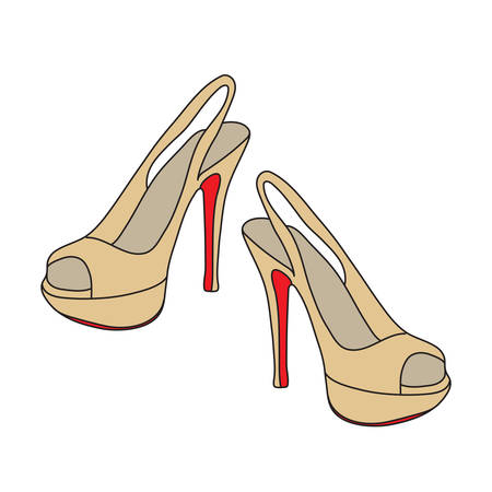 Shoes hand drawing. Shoes line, doodle style. Vector illustrationのイラスト素材