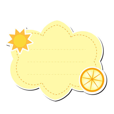 Cute sticker label, frame for text. Kids tag for text. Scribbled notebook page .Vektor illustrationのイラスト素材