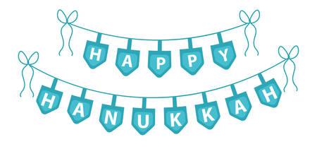 Happy Hanukkah garland, ribbon. Hanukkah garland for party. Hanukkah Jewish festival of decorative elements. Hanukkah garland flat style. Vector illustrationのイラスト素材