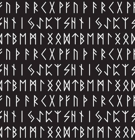 Runes seamless pattern. Runic alphabet wallpaper. Writing ancient background. Old Gothic seamless texture. Vector illustrationのイラスト素材
