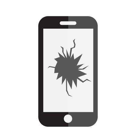 Broken phone screen icon. Phone with a broken screen icon. Flat style. Vector illustrationのイラスト素材