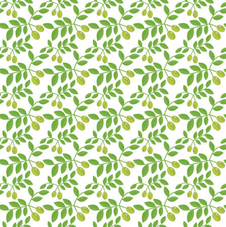Seamless pattern Green olives, Olive endless background, texture, wallpaper. Vector illustrationのイラスト素材