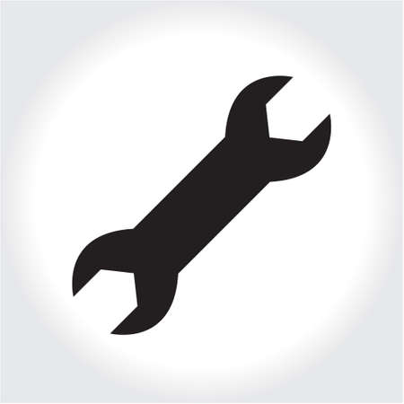 Wrench tool icon, black silhouette. Element  wrench tool isolated on white background. Vector illustrationのイラスト素材