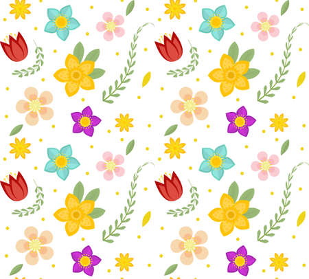Floral seamless pattern. Flowers repeating texture. Botanical endless background. Vector illustrationのイラスト素材