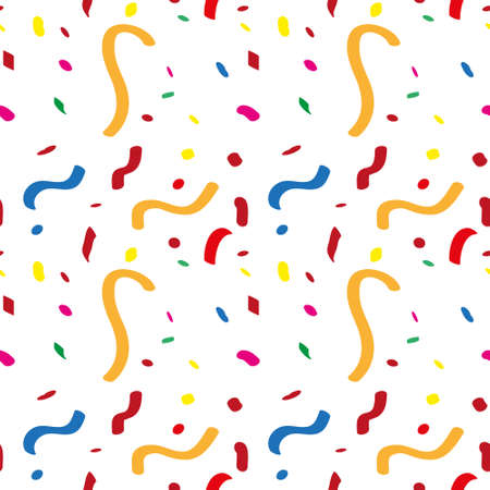 Festive confetti seamless pattern. Modern, geometric repeating texture. Memphis style endless background. Vector illustrationのイラスト素材