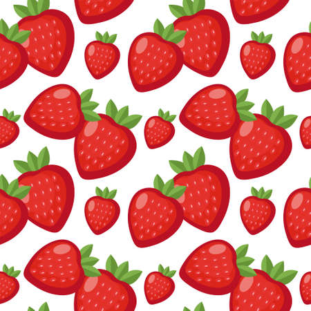 Strawberry seamless pattern. Berry endless background, texture. Fruits background. Vector illustrationのイラスト素材