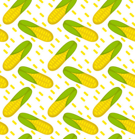 Corn seamless pattern. Maize endless background, texture. Vegetable backdrop. Vector illustrationのイラスト素材